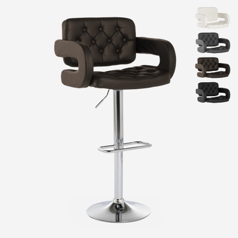 Rotating bar stool with faux leather and armrests in armchair style Darry Promotion