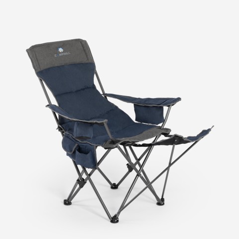 Folding camping chair with reclining backrest and footrest Trivor. Promotion