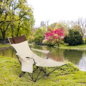 Folding camping chair with adjustable footrest and drink holder Cayambe On Sale