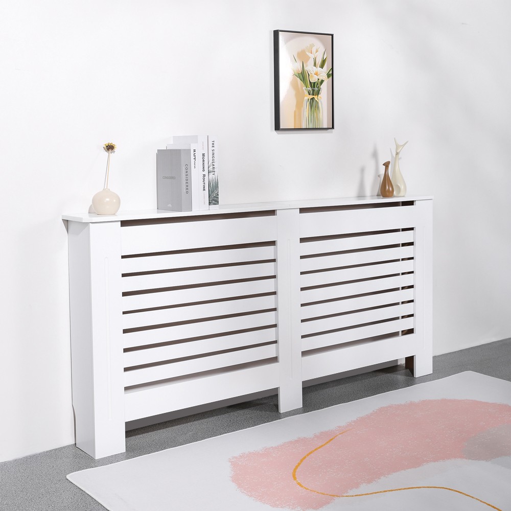 Cover 172x19x81.5h radiator cover in white wood Wormer XXL.