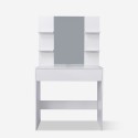 Mobile white make-up vanity with mirror and drawer Aida On Sale