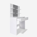 Mobile white make-up vanity with mirror and drawer Aida Offers