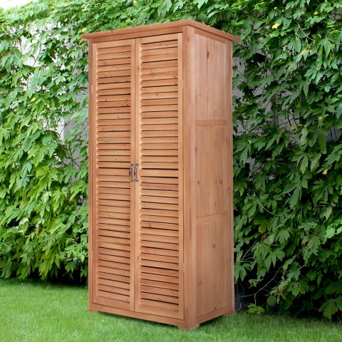 Garden storage cabinet 87x45x160cm in wood, 2 doors Mallard Promotion