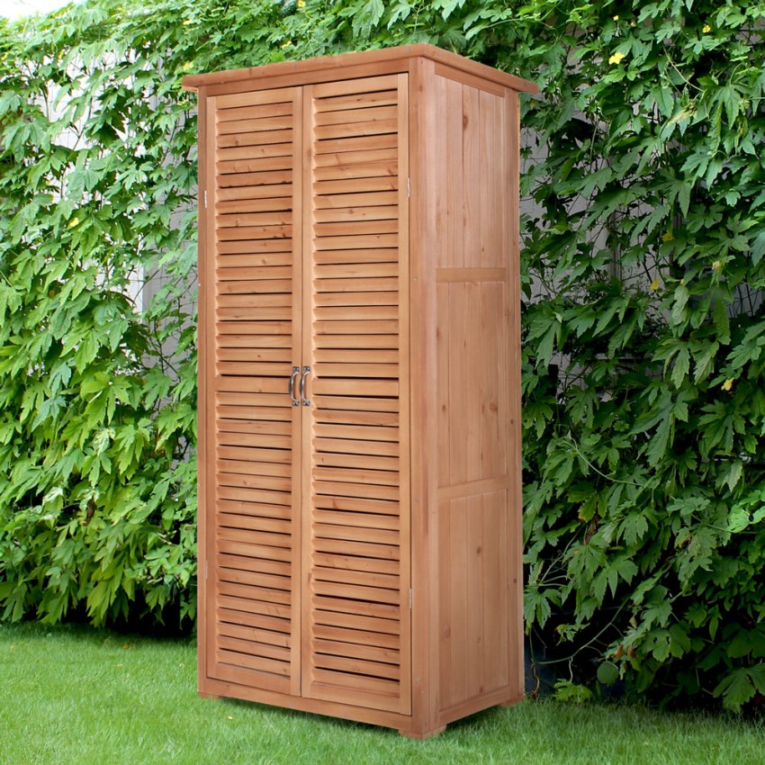 Mallard Wooden Garden Storage Cabinet with 2 Doors, 87x45x160cm Promotion