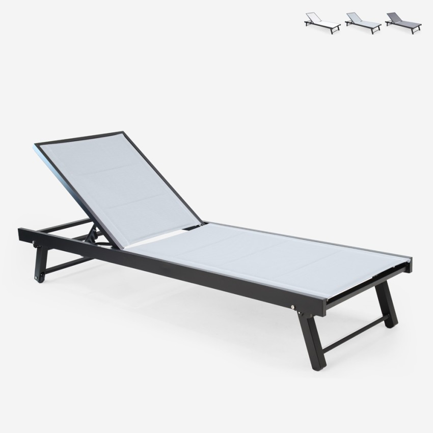 Garden sun lounger with adjustable backrest and wheels Rimini On Sale