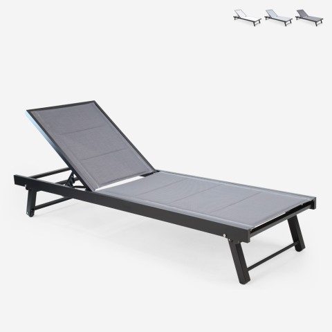 Garden sun lounger with adjustable backrest and wheels Rimini Promotion