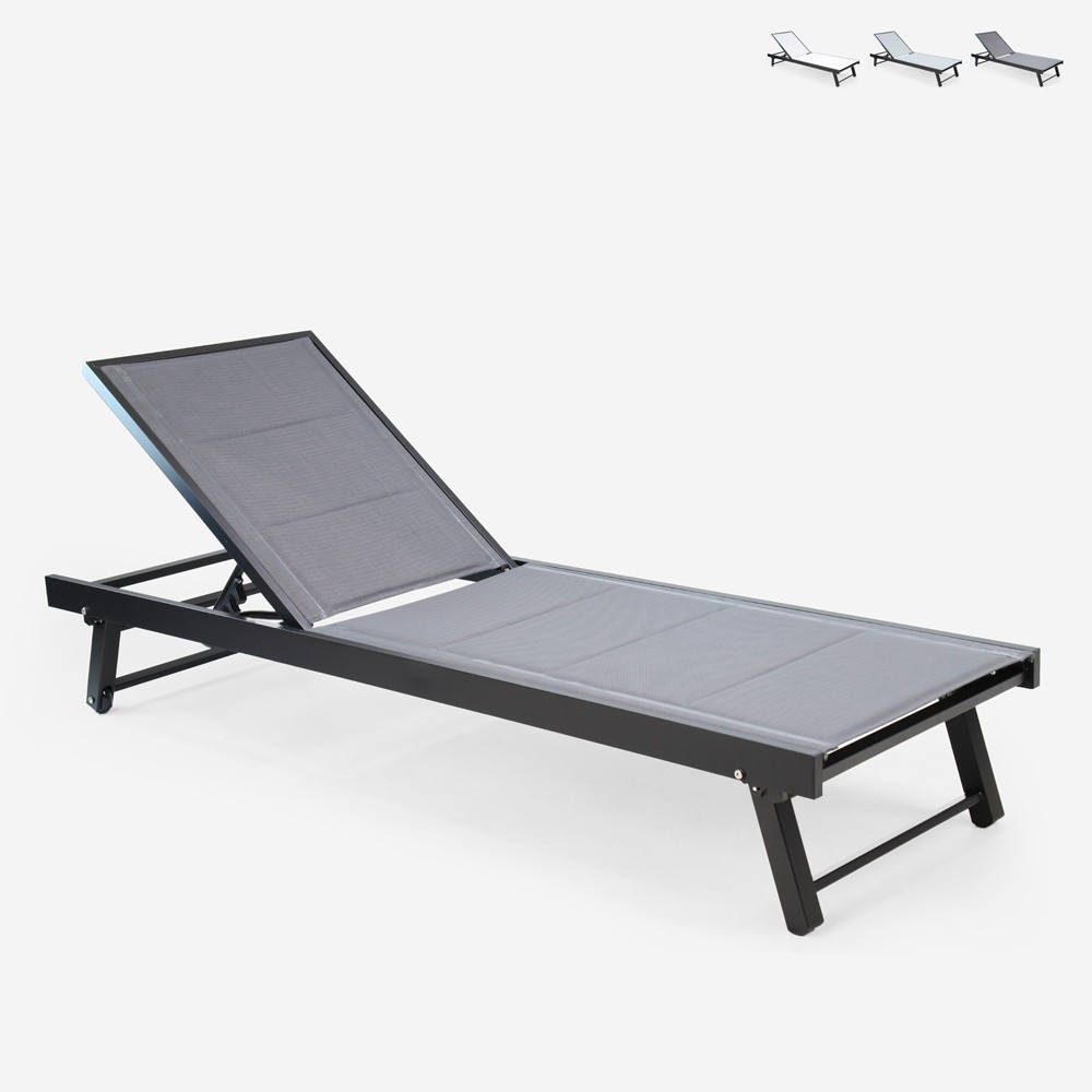 Garden sun lounger with adjustable backrest and wheels Rimini