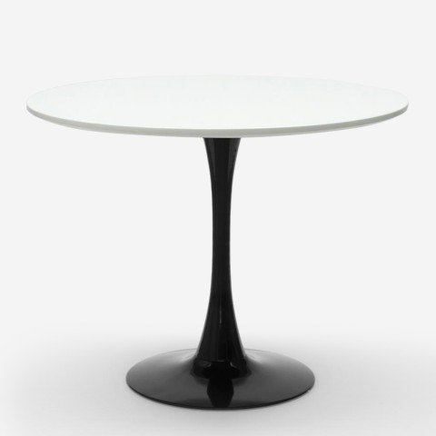 Round kitchen table 80cm modern Tulip style white black Jasmine Promotion
