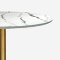 Round Tulip Table 80cm with Golden Marble Effect, Classic Style - Monika Offers