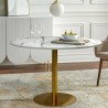 Round dining table Tulip style 120cm golden marble effect Monika+ On Sale