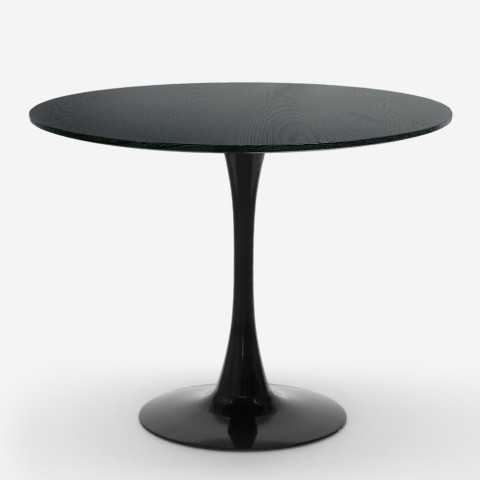 Kitchen table Tulipan style round 80cm modern design black Rhodon Promotion