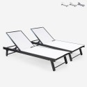 Stock 2 sun loungers with adjustable wheels for garden in aluminum Rimini Promotion