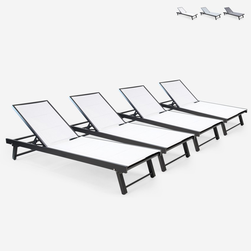 4 sun loungers for garden pool aluminum wheels Rimini On Sale