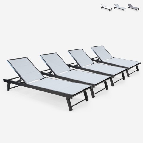 4 sun loungers for garden pool aluminum wheels Rimini Promotion
