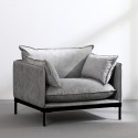 Modern Upholstered Armchair with Grey Fabric Cushions Mainz Sale