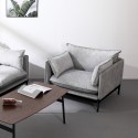 Modern Upholstered Armchair with Grey Fabric Cushions Mainz On Sale