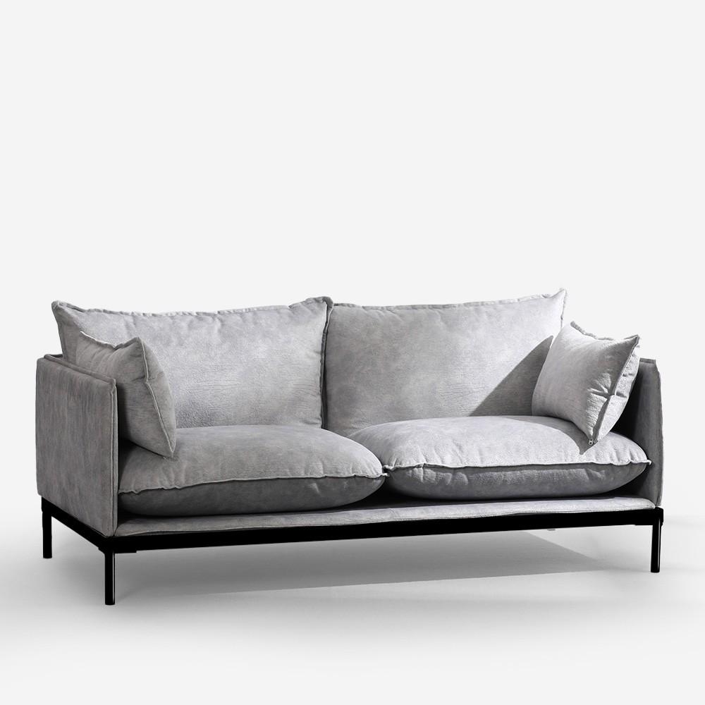 Modern gray upholstered 2-seater living room sofa Bonn