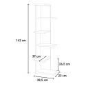 Modern white tall corner bookcase 142cm high with 5 shelves for living room Bekas Discounts