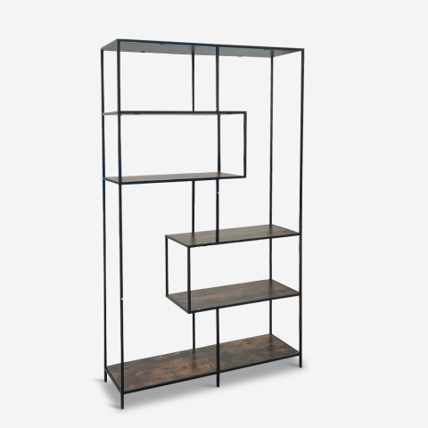 Industrial style iron and wood bookshelf 114x35x185h Sapes Promotion