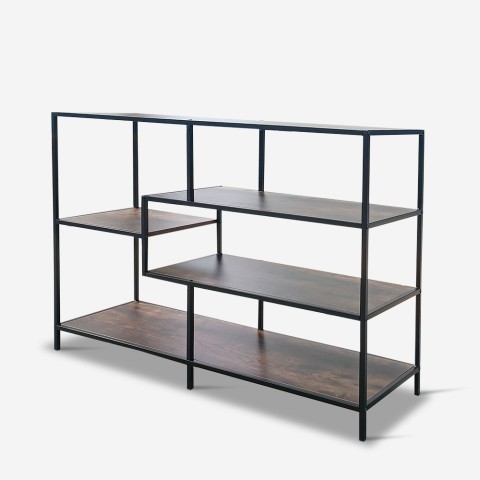 Mobile library credenza industrial style 4 shelves wood metal Wrap. Promotion