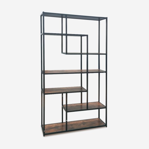 Wall library iron and wood industrial design 100x30x180h Fravit Promotion