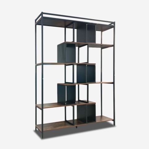 Industrial style 140x30x183h wood and metal wall shelf Dolmen Promotion