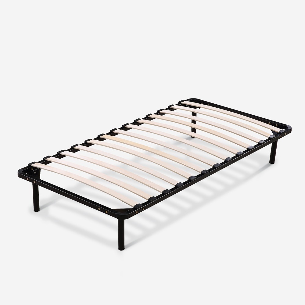 Single bed network 80x190cm steel frame wooden slats Luzern Twin
