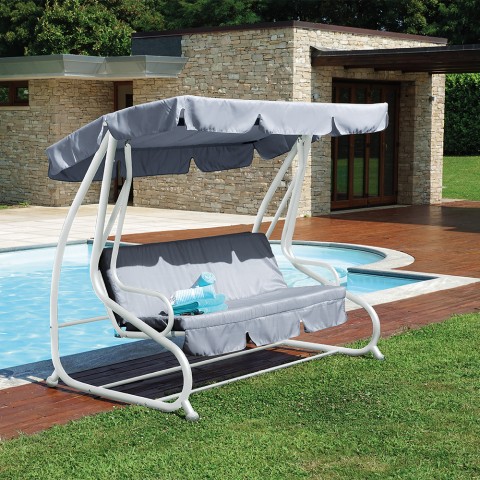 Rocking garden bed 3-seater adjustable canopy fabric Cruiz Promotion