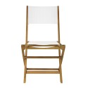 Folding wooden chair with white textilene seat for outdoor garden Hiva Offers