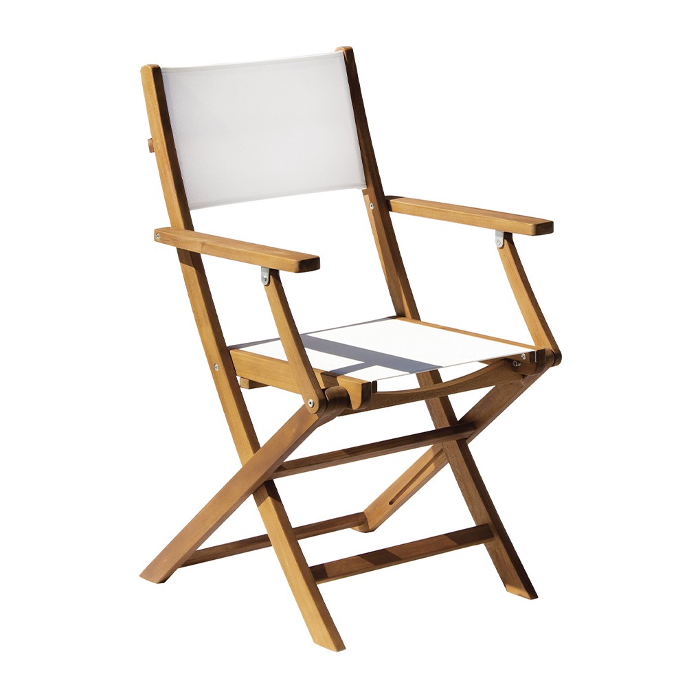 Folding wooden garden director's chair with armrests Tupai