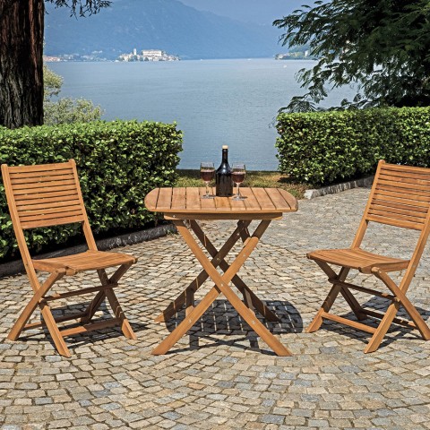 Folding square wooden outdoor garden table 80x80cm Raiva Promotion