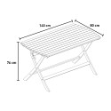 Folding wooden rectangular table 140x80cm for outdoor garden Meda Offers