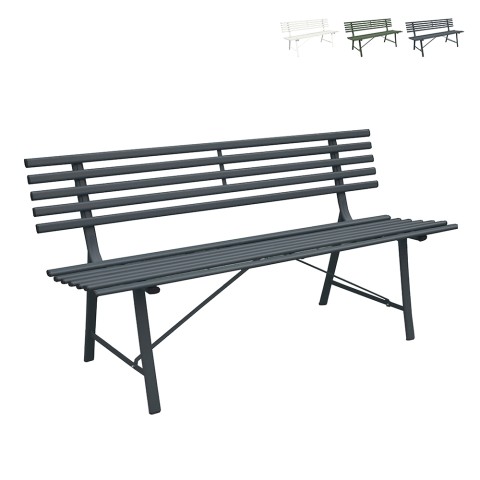 Classic 3-seater outdoor garden bench in iron 150x57x76cm Iven Promotion