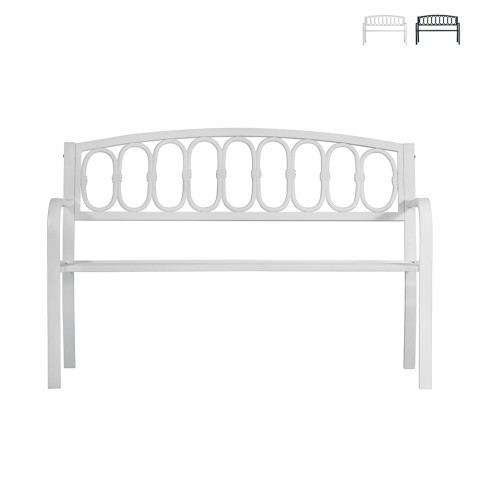 Bench outdoor garden 2 seats in iron and cast iron 123x63x87cm Lorey Promotion