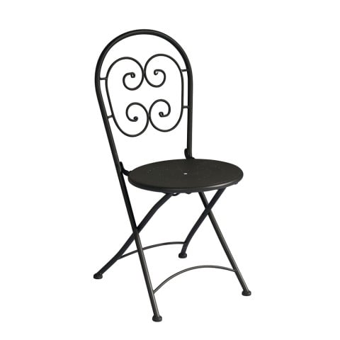2x Folding Iron Chairs Set for Outdoor Garden Bistro Style: Roche Promotion