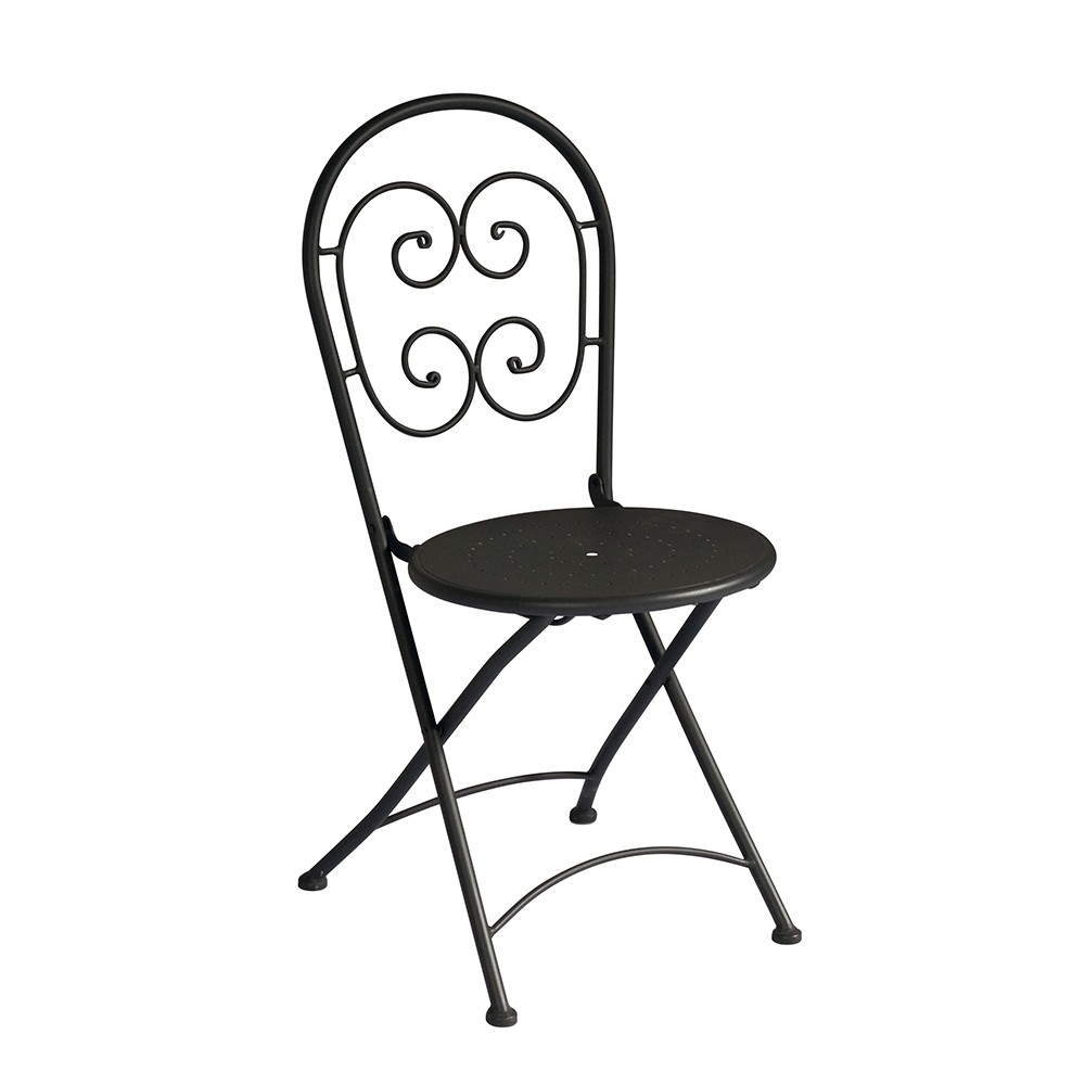 2x Folding Iron Chairs Set for Outdoor Garden Bistro Style: Roche