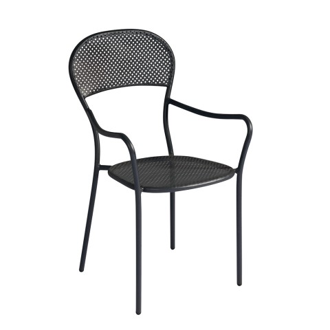 Iron Chair with Armrests for Outdoor Bar, Garden, Restaurant - Brienne Promotion