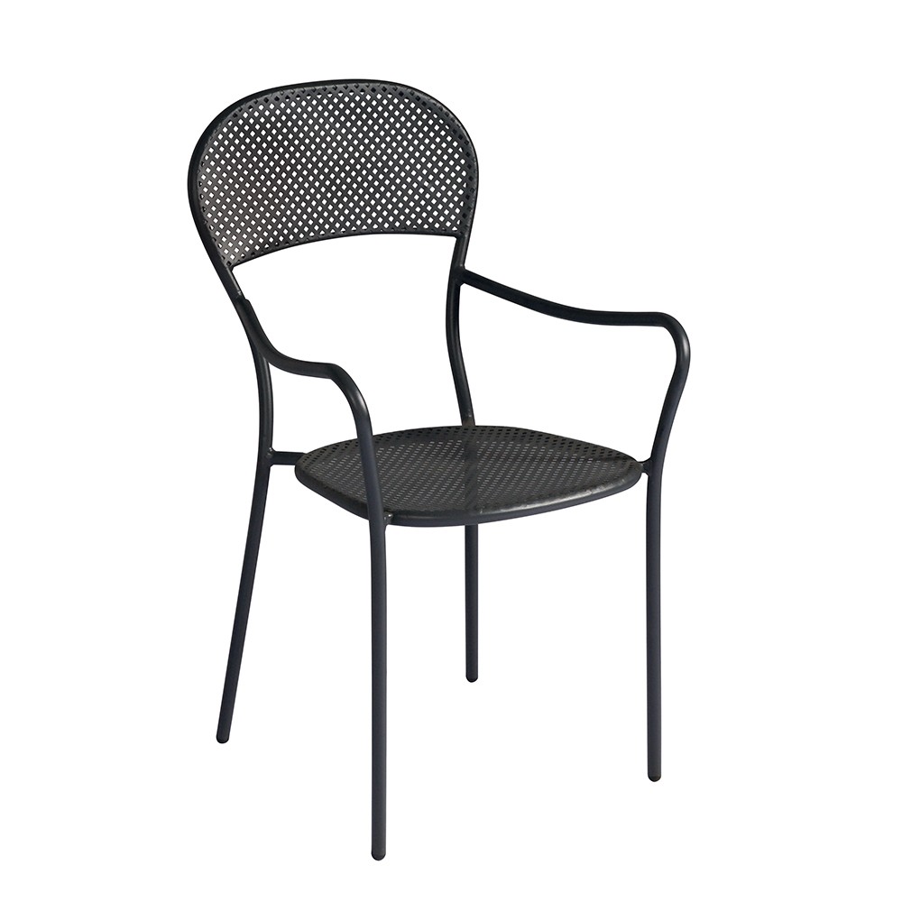 Get 2 x garden outdoor chairs in iron with armrests bar restaurant Brienne