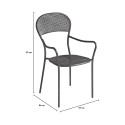 Get 2 x garden outdoor chairs in iron with armrests bar restaurant Brienne Discounts