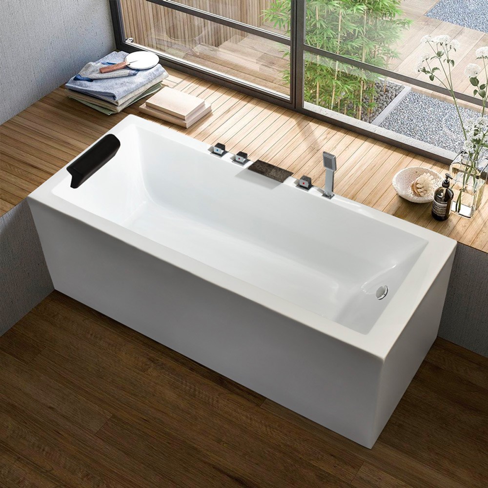 Built-in rectangular bathtub with fiberglass resin cushion Lombok