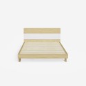 Modern wooden design double bed 160x190cm slatted headboard Landeck Model