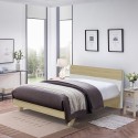 Modern wooden design double bed 160x190cm slatted headboard Landeck Sale