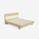 Modern wooden design double bed 160x190cm slatted headboard Landeck Bulk Discounts