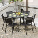 Outdoor Round Garden Table Ø 120cm - Modern Anthracite Akron Design Offers