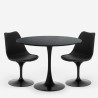 Set 2 transparent chairs Tulipan round black kitchen table 80cm Almat. Discounts