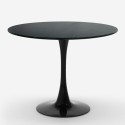 Set 2 transparent chairs Tulipan round black kitchen table 80cm Almat. Cheap
