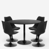 Set of 4 black polycarbonate chairs + round Tulipan 120cm kitchen table Haki+ Catalog