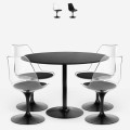 Set of 4 black polycarbonate chairs + round Tulipan 120cm kitchen table Haki+ Promotion