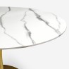 Round table set 80cm Tulipan golden marble effect 2 white chairs Saidu 