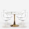 Set 4 Tulipan white chairs + round 120cm golden marble effect table Saidu+ Catalog
